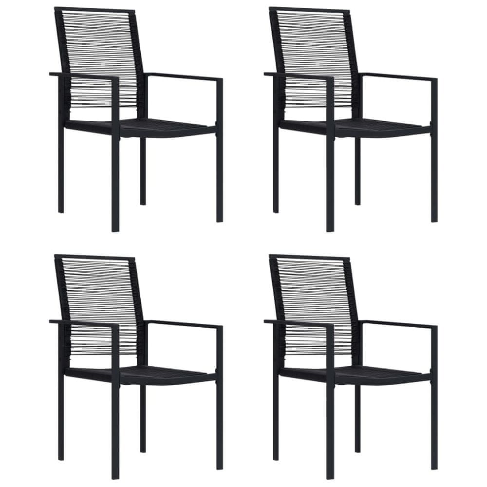 Vidaxl Záhradné stoličky 4 ks čierne PVC ratan